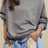 Side Slit Round Neck Long Sleeve Sweatshirt - V.I.P Digital Presence