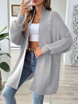 Simple and fashionable loose sweater with pearl nail beads cardigan - V.I.P Digital Presence