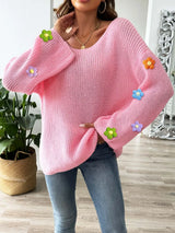 Simple and loose one neck off shoulder flared sleeve sweater - V.I.P Digital Presence