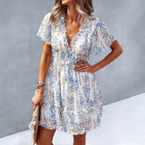 Simple deep V-floral dress dress - V.I.P Digital Presence