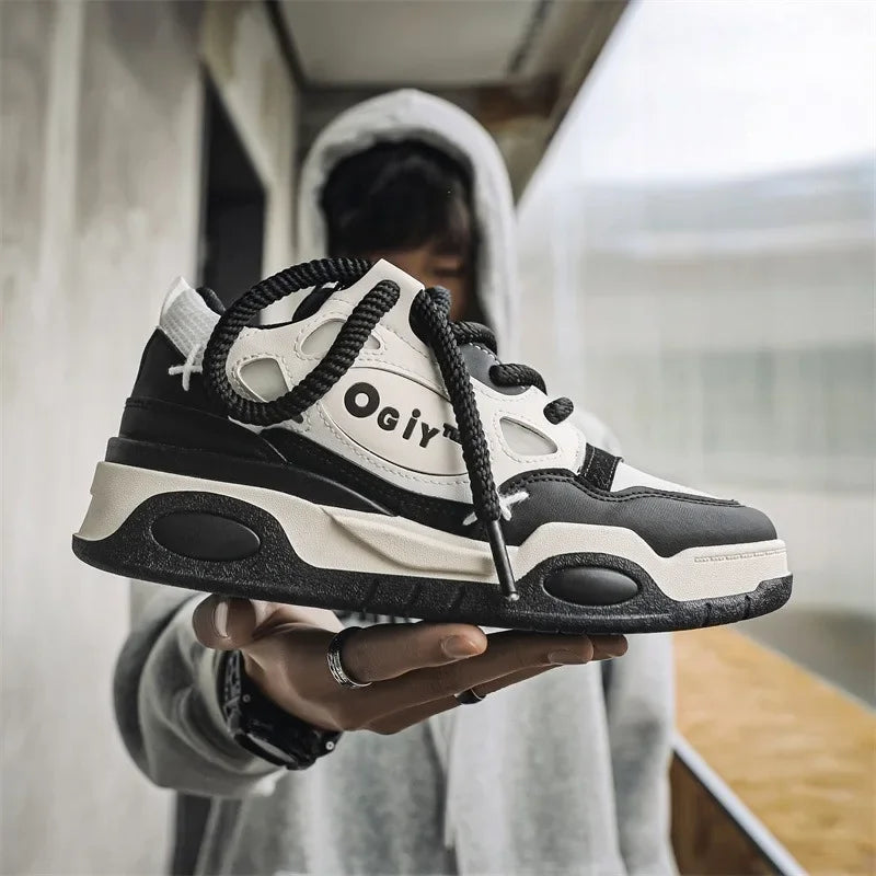 Skateboard Sneakers for Men Design Thick Lace Up Korean Version Platform Men Shoes Vulcanized Shoes Comfort Men's Walking Shoe - V.I.P Digital Presence