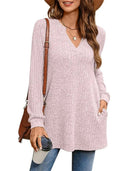 Slit Notched Pocketed Long Sleeve T-Shirt - V.I.P Digital Presence