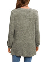 Slit Notched Pocketed Long Sleeve T-Shirt - V.I.P Digital Presence