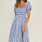 Slit Plaid Short Sleeve Midi Dress - V.I.P Digital Presence