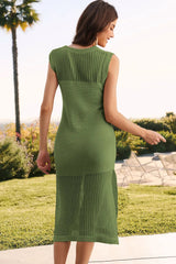 Slit Round Neck Sleeveless Sweater Dress - V.I.P Digital Presence