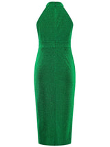 Slit Ruched Mock Neck Sleeveless Dress - V.I.P Digital Presence