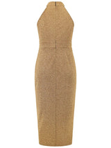 Slit Ruched Mock Neck Sleeveless Dress - V.I.P Digital Presence
