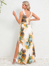 Slit Tied Printed Surplice Dress - V.I.P Digital Presence