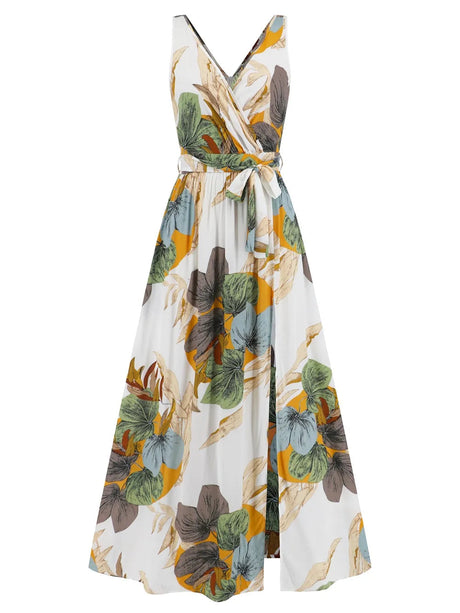 Slit Tied Printed Surplice Dress - V.I.P Digital Presence