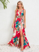 Slit Tied Printed Surplice Dress - V.I.P Digital Presence