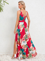 Slit Tied Printed Surplice Dress - V.I.P Digital Presence
