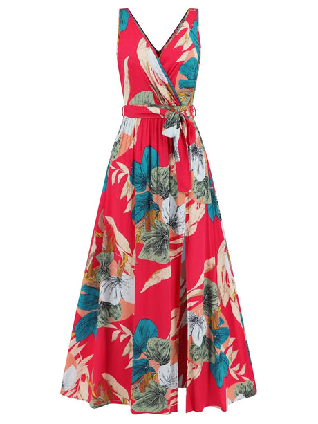 Slit Tied Printed Surplice Dress - V.I.P Digital Presence