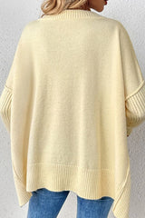 Slit V-Neck Dropped Shoulder Sweater - V.I.P Digital Presence
