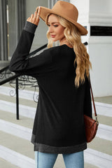 Slit V-Neck Long Sleeve T-Shirt - V.I.P Digital Presence