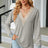 Slit V-Neck Long Sleeve T-Shirt - V.I.P Digital Presence