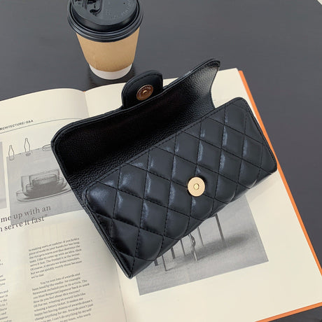 Small Fragrance Folding Wallet Women's Short Wallet Coin Purse Simple Diamond Embroidery Thread Large Capacity Long Wallet Card Holder - V.I.P Digital Presence