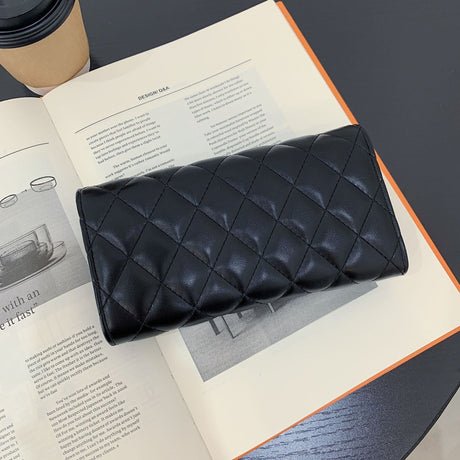 Small Fragrance Folding Wallet Women's Short Wallet Coin Purse Simple Diamond Embroidery Thread Large Capacity Long Wallet Card Holder - V.I.P Digital Presence