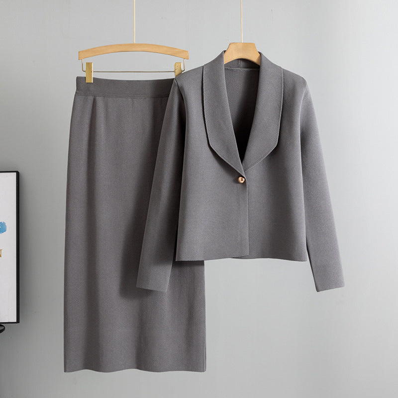 Small suit set skirt two-piece set temperament cardigan sweater jacket skirt set - V.I.P Digital Presence
