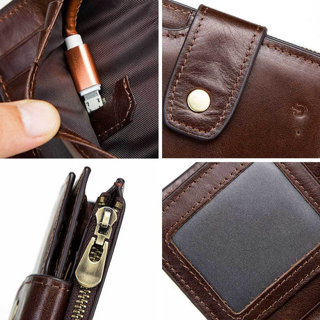 Smart Anti-Lost Wallet Men's Leather Wallet RFID Anti-theft Brush Coin Purse Bluetooth Link Multifunctional - V.I.P Digital Presence