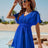 Smocked V-Neck Short Sleeve Dress - V.I.P Digital Presence
