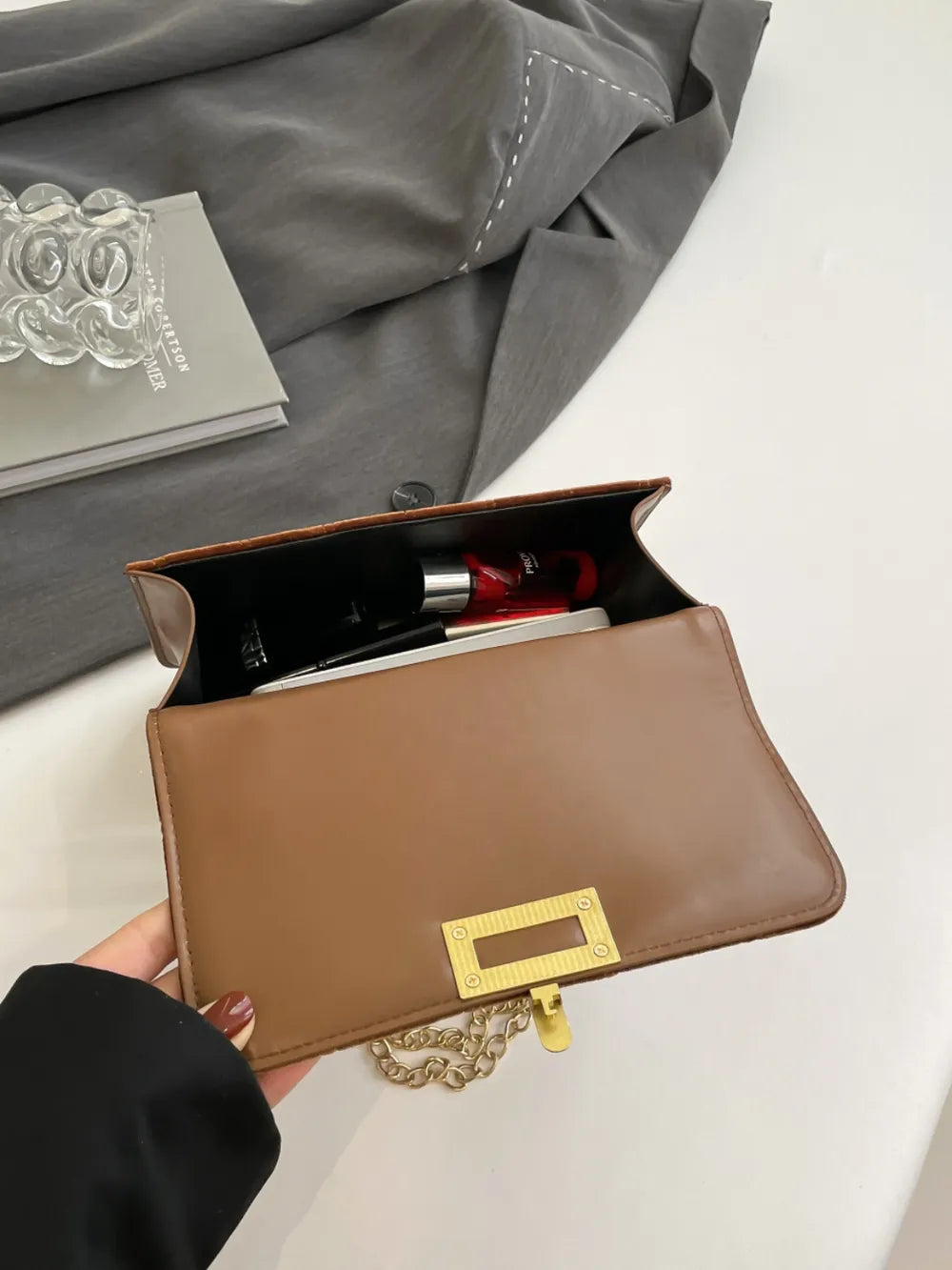 Solid Color Chain Shoulder Bag - V.I.P Digital Presence