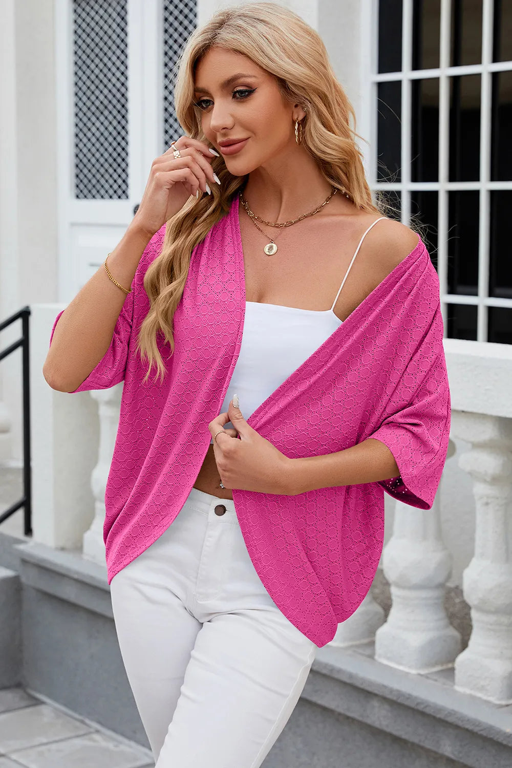 Solid color mid sleeved cardigan knitted cardigan jacket air-conditioned sweater - V.I.P Digital Presence