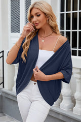 Solid color mid sleeved cardigan knitted cardigan jacket air-conditioned sweater - V.I.P Digital Presence