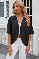 Solid color mid sleeved cardigan knitted cardigan jacket air-conditioned sweater - V.I.P Digital Presence