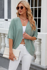 Solid color mid sleeved cardigan knitted cardigan jacket air-conditioned sweater - V.I.P Digital Presence