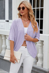 Solid color mid sleeved cardigan knitted cardigan jacket air-conditioned sweater - V.I.P Digital Presence