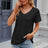 Solid color pocket V-neck loose short sleeved T-shirt top for women - V.I.P Digital Presence