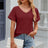 Solid color pocket V-neck loose short sleeved T-shirt top for women - V.I.P Digital Presence