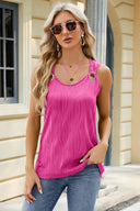 Solid color round neck sleeveless vest with metal ring loose top - V.I.P Digital Presence