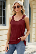 Solid color round neck sleeveless vest with metal ring loose top - V.I.P Digital Presence