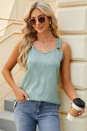Solid color round neck sleeveless vest with metal ring loose top - V.I.P Digital Presence