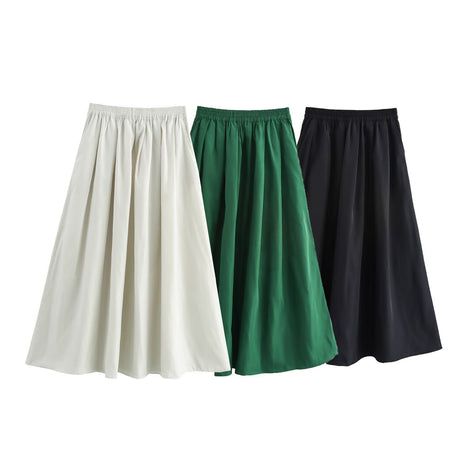 Solid color short shirt wide swing MIDI skirt - V.I.P Digital Presence