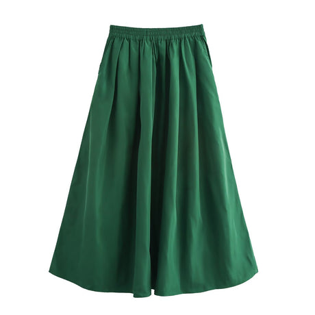 Solid color short shirt wide swing MIDI skirt - V.I.P Digital Presence