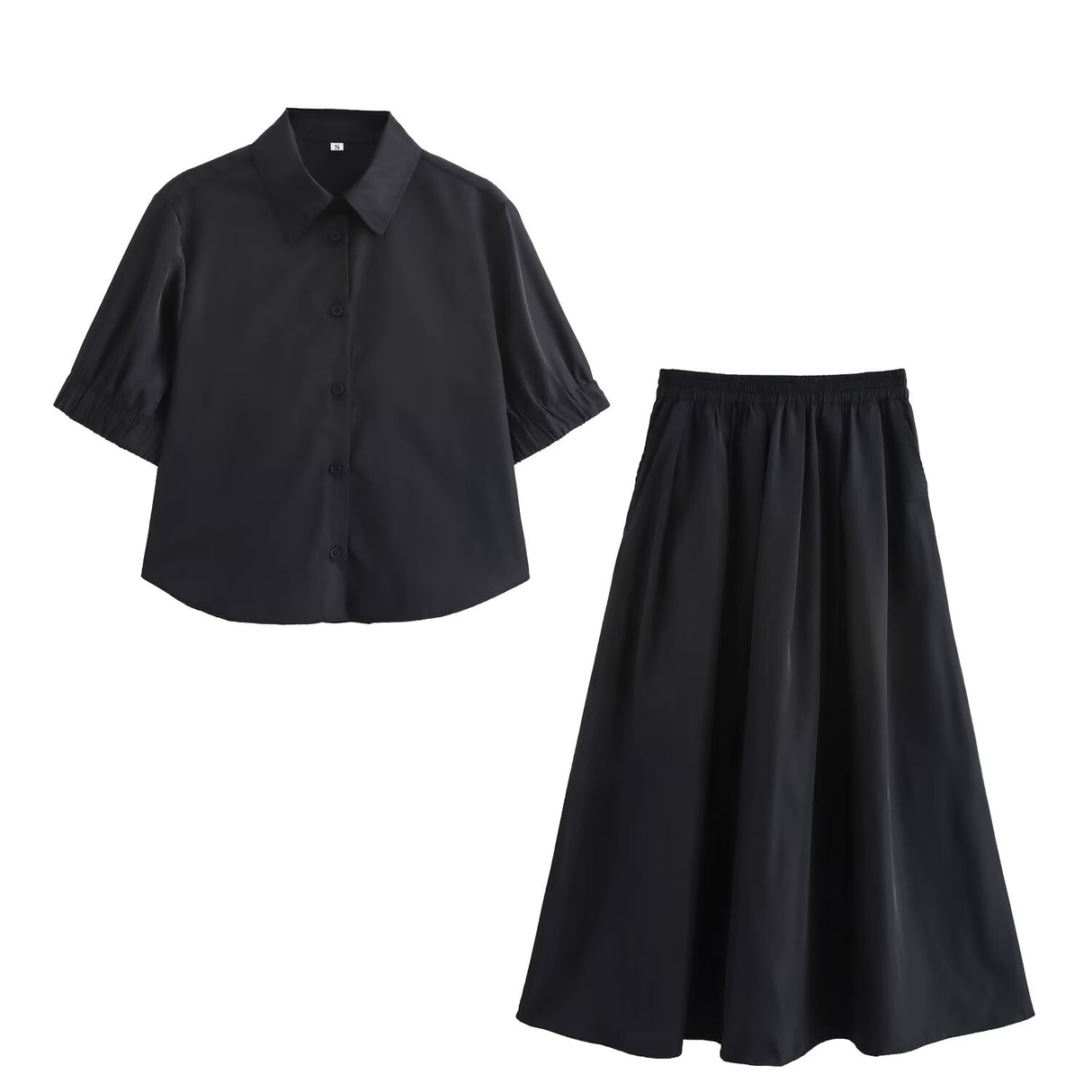 Solid color short shirt wide swing MIDI skirt - V.I.P Digital Presence