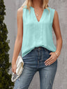 Solid Notched Sleeveless Blouse - V.I.P Digital Presence