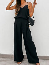 Spaghetti Strap Cami and Wide Leg Pants Set - V.I.P Digital Presence