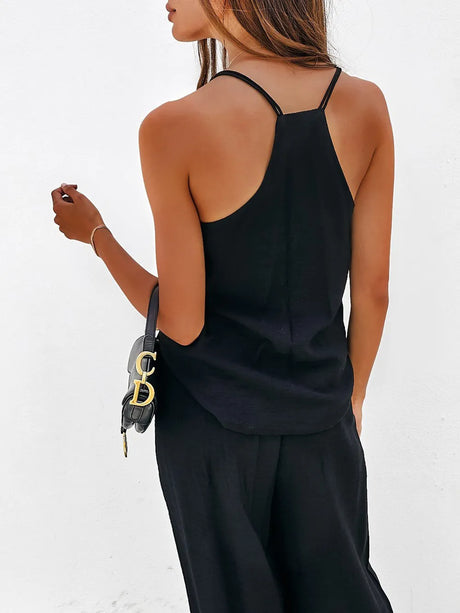 Spaghetti Strap Cami and Wide Leg Pants Set - V.I.P Digital Presence
