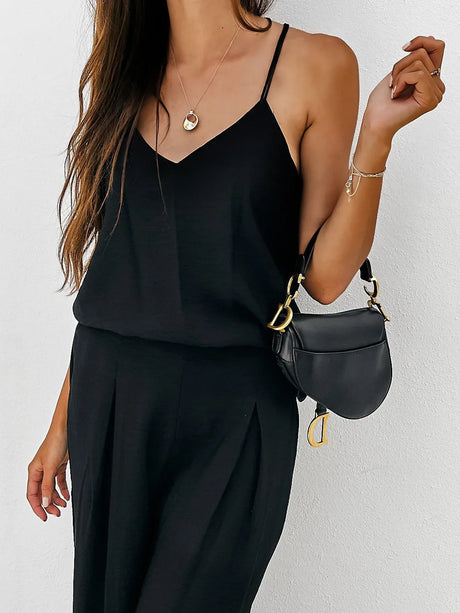 Spaghetti Strap Cami and Wide Leg Pants Set - V.I.P Digital Presence