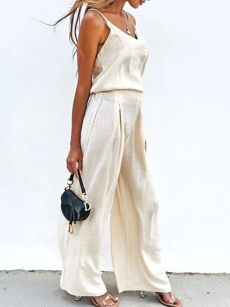 Spaghetti Strap Cami and Wide Leg Pants Set - V.I.P Digital Presence