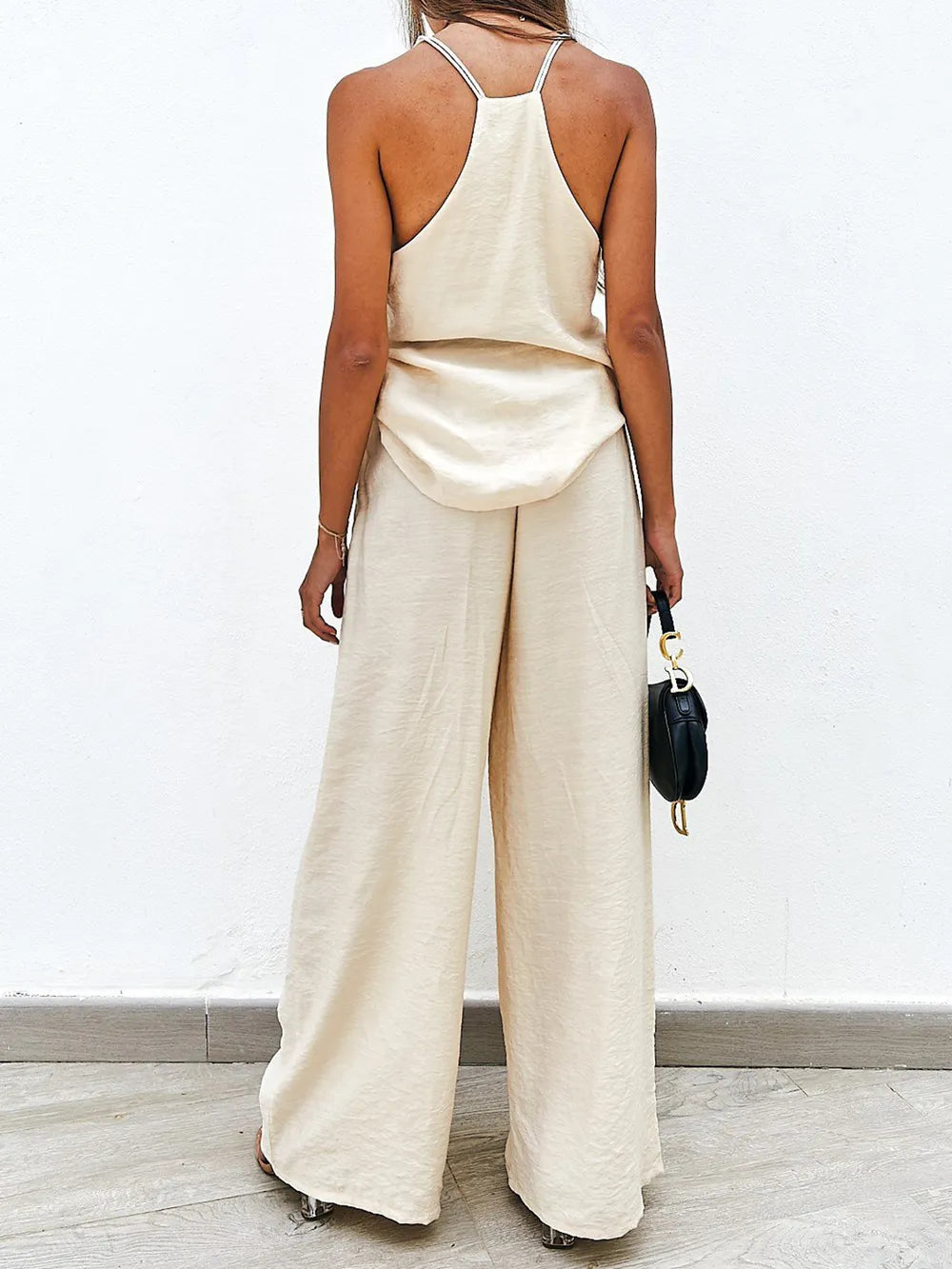 Spaghetti Strap Cami and Wide Leg Pants Set - V.I.P Digital Presence