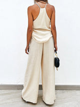 Spaghetti Strap Cami and Wide Leg Pants Set - V.I.P Digital Presence