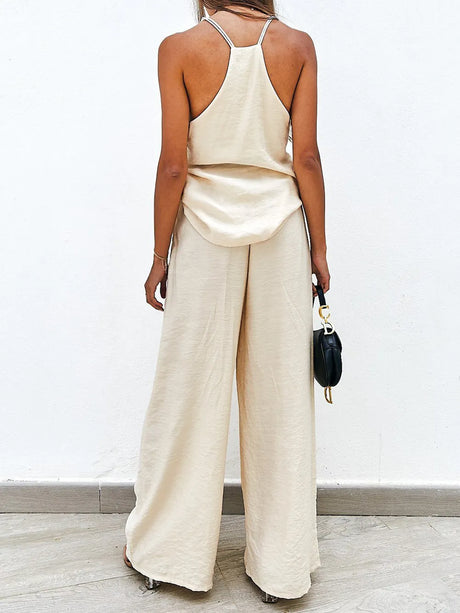 Spaghetti Strap Cami and Wide Leg Pants Set - V.I.P Digital Presence