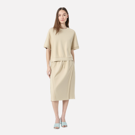 Sports and leisure lazy suit women's soft air cotton short sleeved top+split half skirt two-piece set - V.I.P Digital Presence