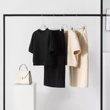 Sports and leisure lazy suit women's soft air cotton short sleeved top+split half skirt two-piece set - V.I.P Digital Presence