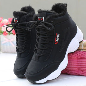 Sports shoes, casual with plush insulation, cotton shoes, leather surface, Korean version, versatile, high top, dad shoes, women's shoes - V.I.P Digital Presence
