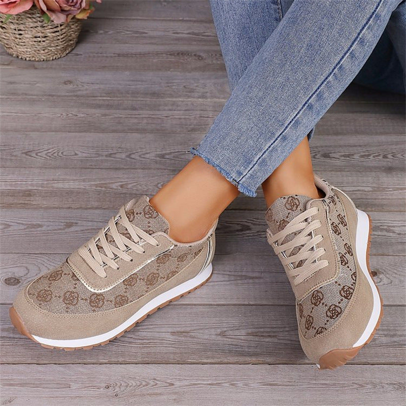 Sports style casual shoes for women, round toe color blocking, comfortable flat sole single shoes - V.I.P Digital Presence